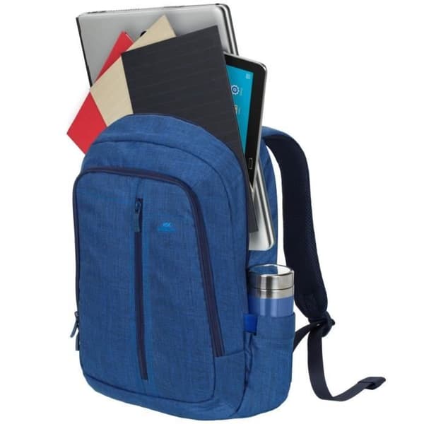 RIVACASE komfortryggsäck, 15,6" för laptop / notebook / Laptop i blå canvas