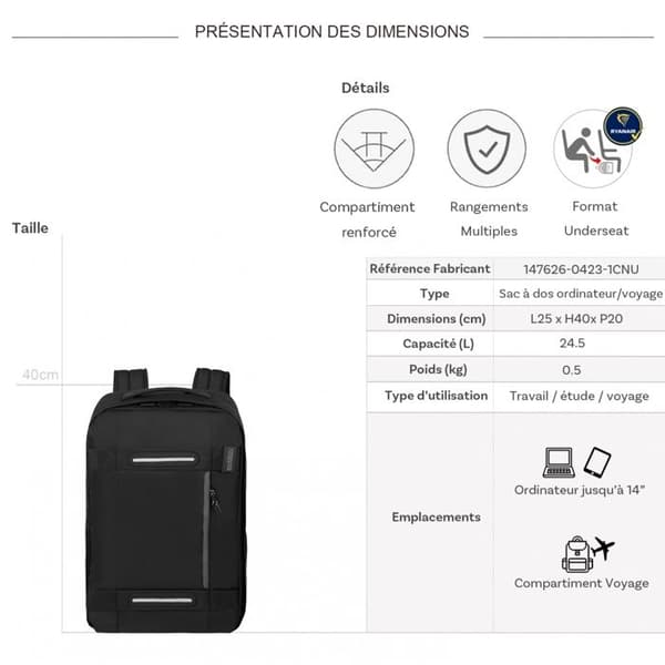Ryggsäck - American Tourister - Urban Track - Svart - 39x25x16 cm - 620g