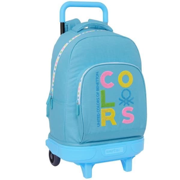 Ryggsäck med hjul - Benetton - Trolley 45 CM - Blå - 1 fack - Grundskolebarn