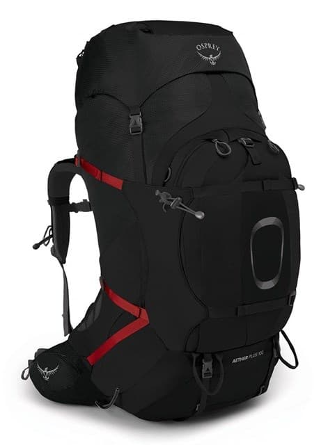 Osprey Aether Plus 100 -vaellusreppu, L/XL, musta