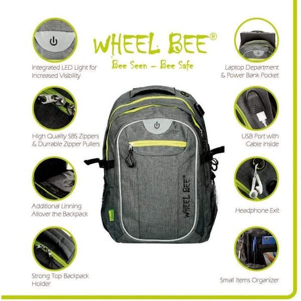 Ryggsäck - SCHILDKRÖT - Wheel Bee Revolution - LED - 600D Polyester - 30L
