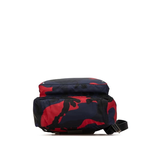 Pre-owned Valentino Printed Nylon Camouflage Backpack Blue