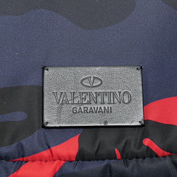 Pre-owned Valentino Printed Nylon Camouflage Backpack Blue