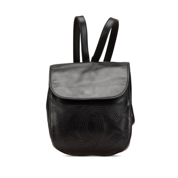 Pre-owned Chanel CC Lambskin Backpack Black