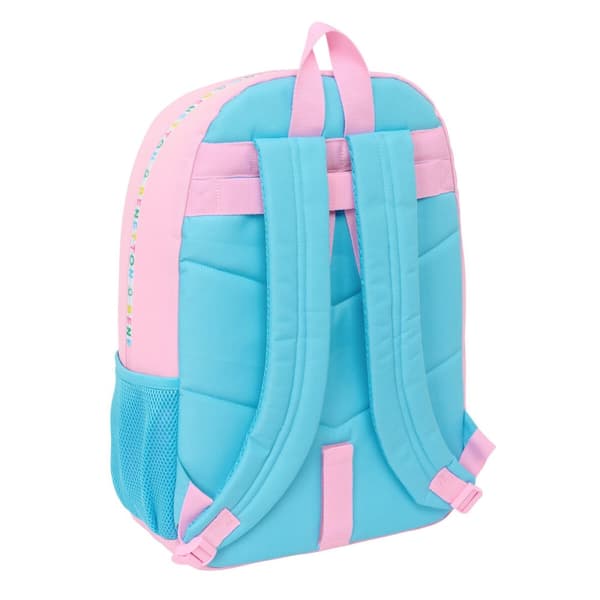 Skolryggsäck Benetton Unique Rosa Turkos 30 x 46 x 14 cm