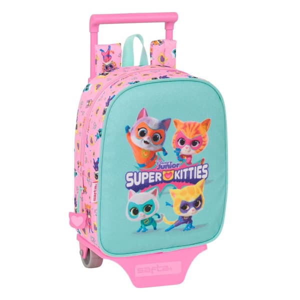 Skolväska med hjul SuperKitties Rosa Turkos 22 x 27 x 10 cm