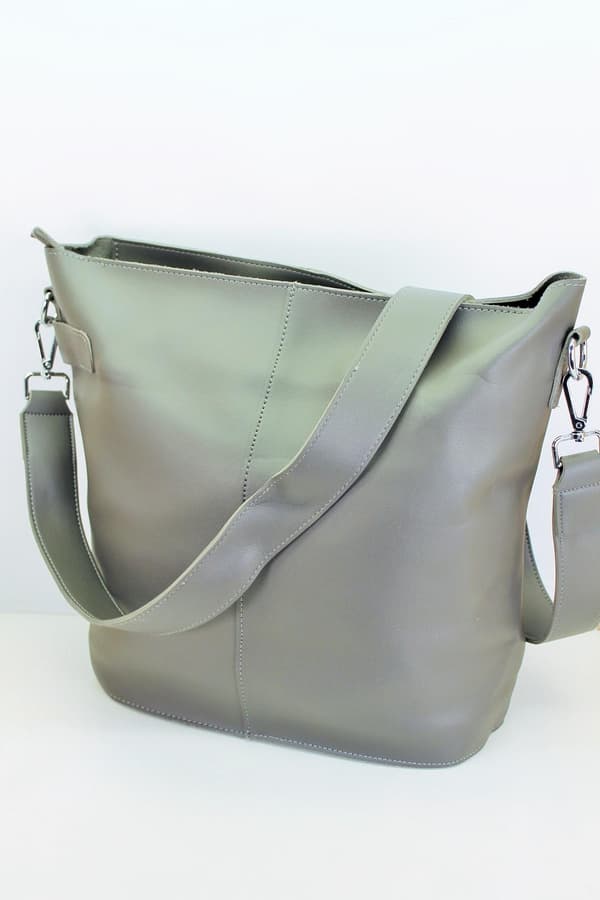Imitation leather shoulder bag - black or gray