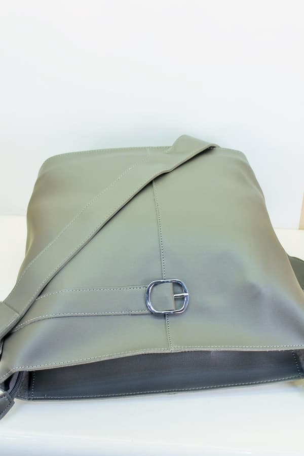 Imitation leather shoulder bag - black or gray