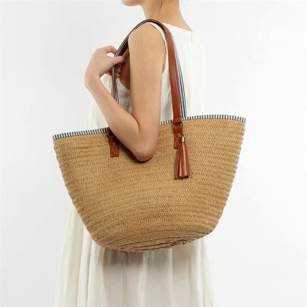 Bohemian wicker tote bag - several color variations