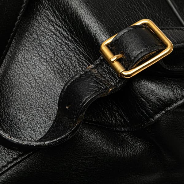 Pre-owned Gucci Calfskin Bamboo Drawstring Backpack Black