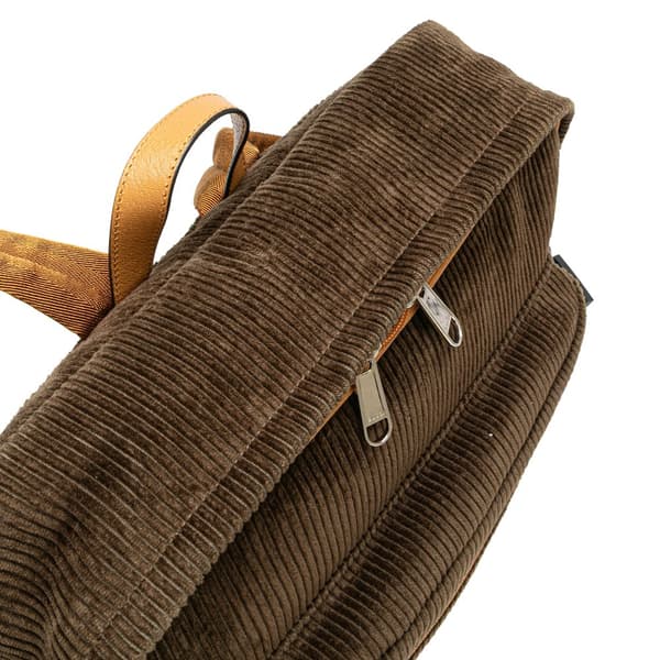 Pre-owned Gucci Childrens Interlocking G Corduroy Backpack Brown