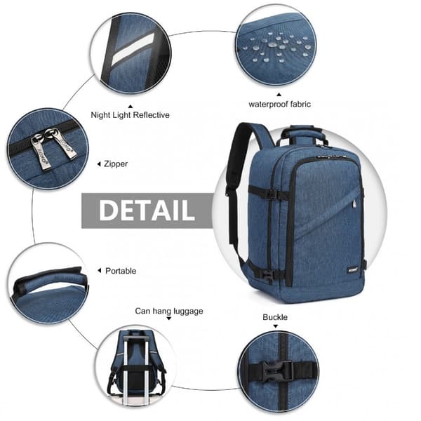 Blå ryggsäck för flygplan 40x20x25 Ryanair Travel Small 20L Kono Expander