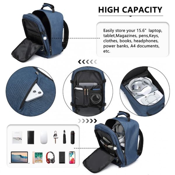 Blå ryggsäck för flygplan 40x20x25 Ryanair Travel Small 20L Kono Expander