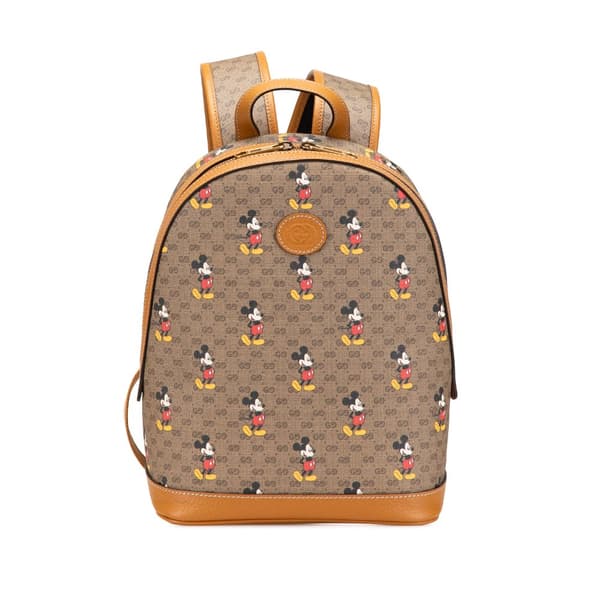 Pre-owned Gucci Disney Small Micro GG Supreme Mickey Mouse Dome Backpack Brown