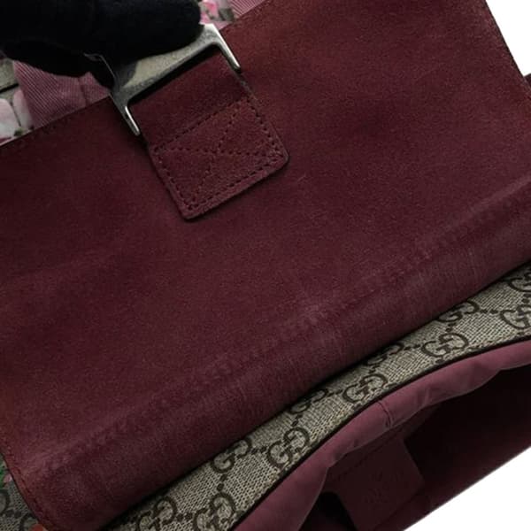 Pre-owned Gucci Small GG Supreme Blooms Single Buckle Backpack Brown
