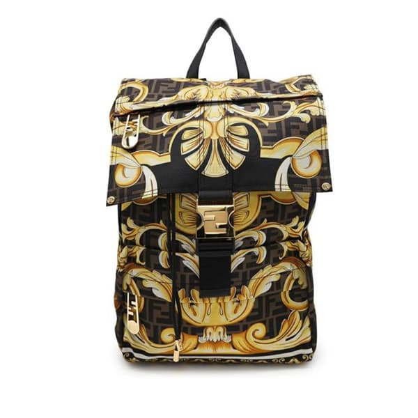 Pre-owned Fendi Versace Fendace Zucca Nylon Backpack Brown