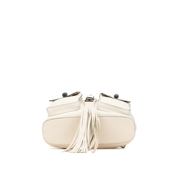 Pre-owned Gucci Leather Bamboo Tassel Backpack White