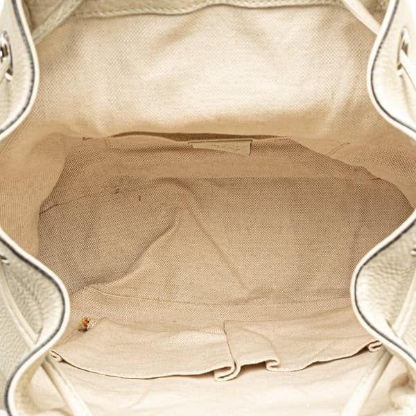 Pre-owned Gucci Leather Bamboo Tassel Backpack White
