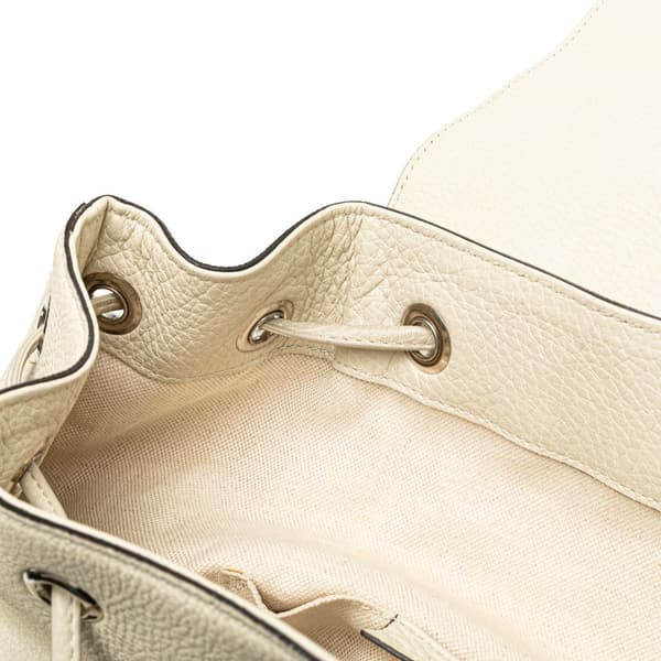 Pre-owned Gucci Leather Bamboo Tassel Backpack White