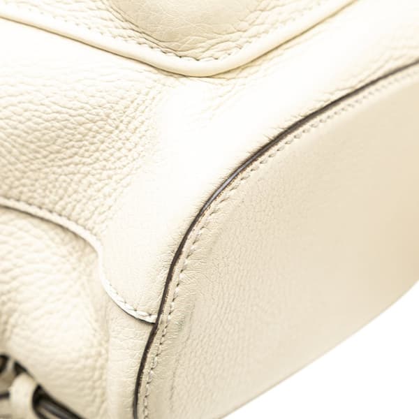 Pre-owned Gucci Leather Bamboo Tassel Backpack White