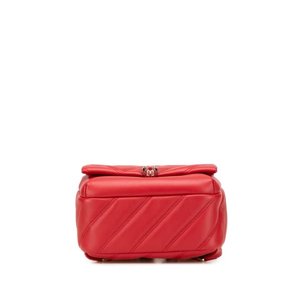 Pre-owned Bvlgari Leather Serpenti Cabochon Backpack Red