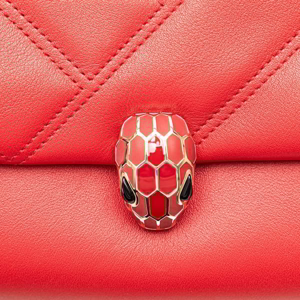 Pre-owned Bvlgari Leather Serpenti Cabochon Backpack Red