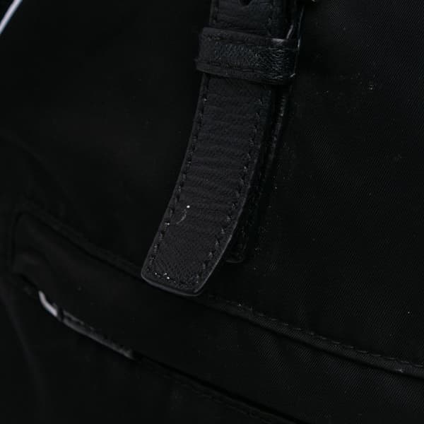 Pre-owned Prada Saffiano Trimmed Tessuto Drawstring Backpack Black
