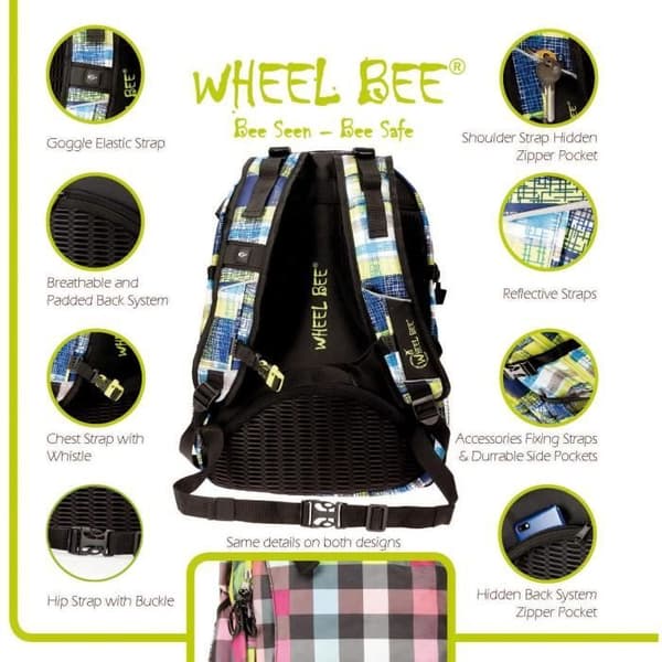 Reppu - SCHILDKRÖT - Wheel Bee Generation Z - LED-valo - USB-portti - Varkaudenestotaskut