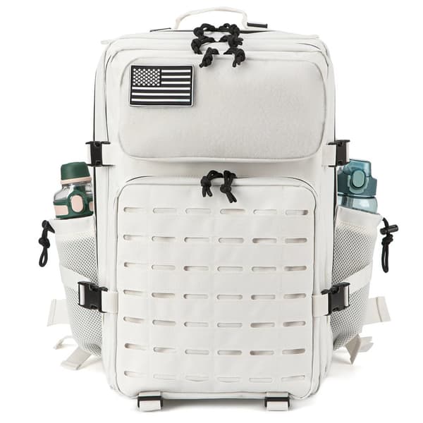 45L Taktisk Ryggsäck, Hållbart Polyester Material, Rymlig Design,Vit