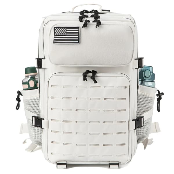 45L Taktisk Ryggsäck, Hållbart Polyester Material, Rymlig Design,Vit