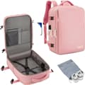 Miniatyrbillede 1 af 2: Rejserygsæk, Blødt Oxford Materiale, 36-55 Liter Kapacitet,pink med sko taske