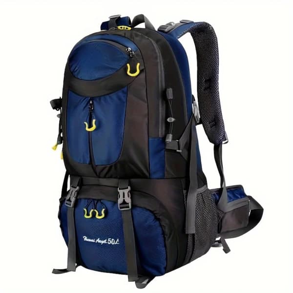 50L Vandtæt Vandretursrygsæk, Holdbart Nylon, Justerbare Stropper,Dybt Blå, 50L