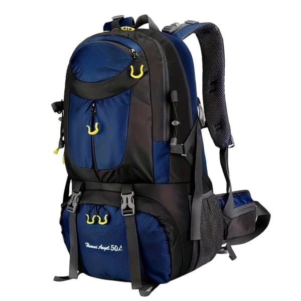 50L Vandtæt Vandretursrygsæk, Holdbart Nylon, Justerbare Stropper,Dybt Blå, 50L