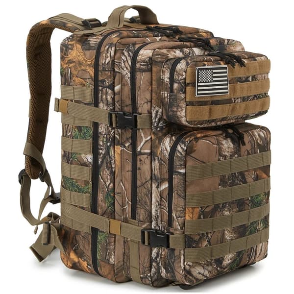 Taktisk Ryggsäck, 45L Stort Utrymme, Unisex Design,Trädkamouflage