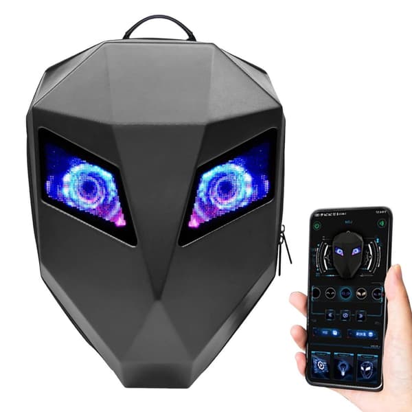 LED-motorcykelryggsäck, programmerbar skärm, vattentålig design,svart