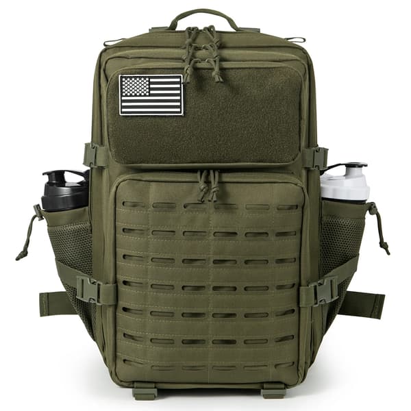45L Taktisk Ryggsäck, Hållbar Polyester, Dubbel Kopp Hållare,Grön