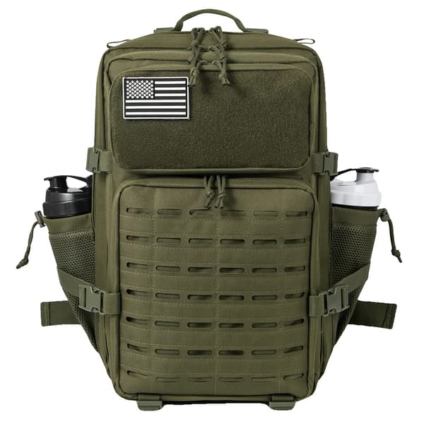 45L Taktisk Ryggsäck, Hållbar Polyester, Dubbel Kopp Hållare,Grön