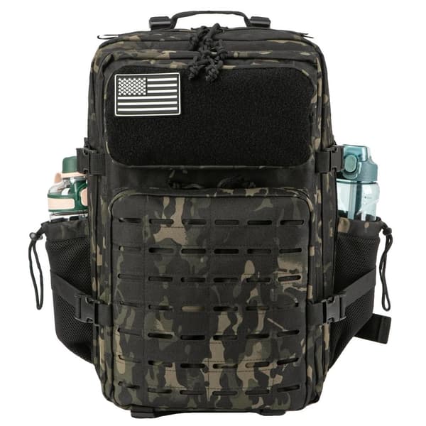 Taktisk Militär Ryggsäck, 45L Kapacitet, Hållbart Polyester Material,45L Svart Kamouflage