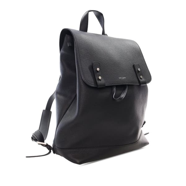 Pre-owned Saint Laurent Grained Calfskin Sac De Jour Backpack Black