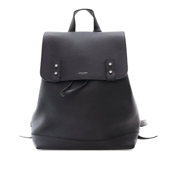 Pre-owned Saint Laurent Grained Calfskin Sac De Jour Backpack Black