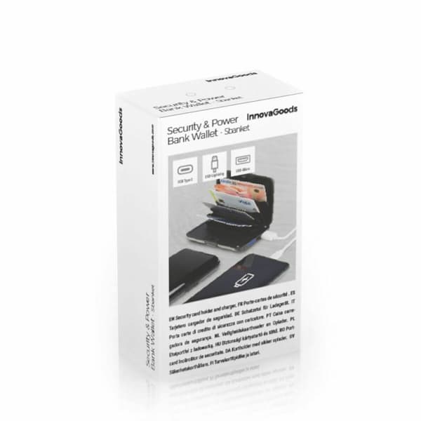 BEGAGNAD RFID-blockerande korthållare med powerbank InnovaGoods (Renoverade A)