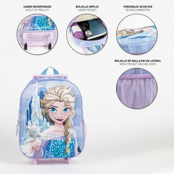 Skolryggsäck 3D med hjul Frozen Lila