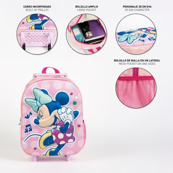 Skolryggsäck 3D med hjul Minnie Mouse Rosa