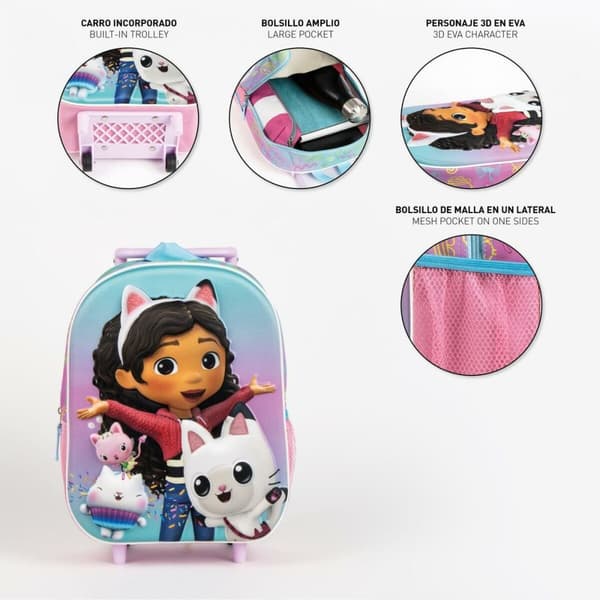 3D Skoletaske med Hjul Gabby's Dollhouse Pink