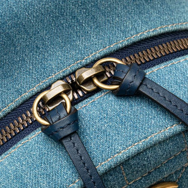 Pre-owned Gucci Small GG Marmont Pearl Denim Backpack Blue