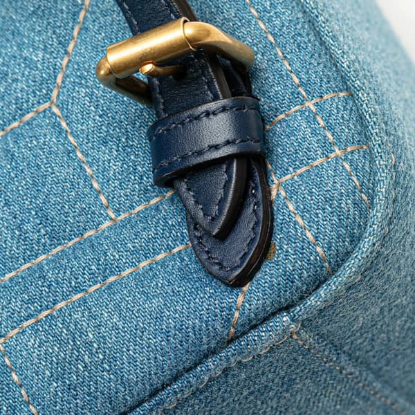 Pre-owned Gucci Small GG Marmont Pearl Denim Backpack Blue