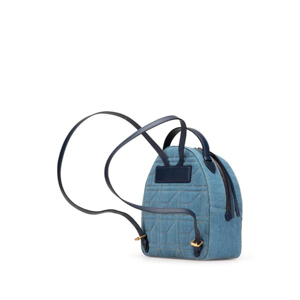 Pre-owned Gucci Small GG Marmont Pearl Denim Backpack Blue