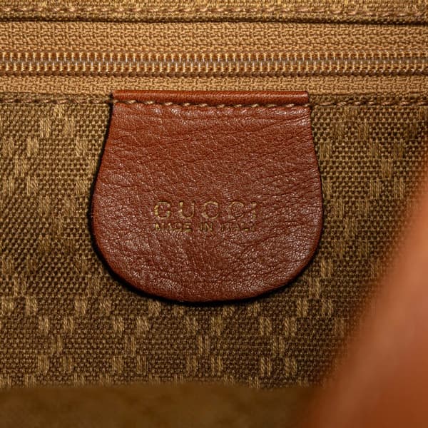 Pre-owned Gucci Medium Calfskin Bamboo Drawstring Backpack Brown