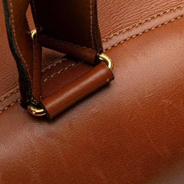 Pre-owned Gucci Medium Calfskin Bamboo Drawstring Backpack Brown