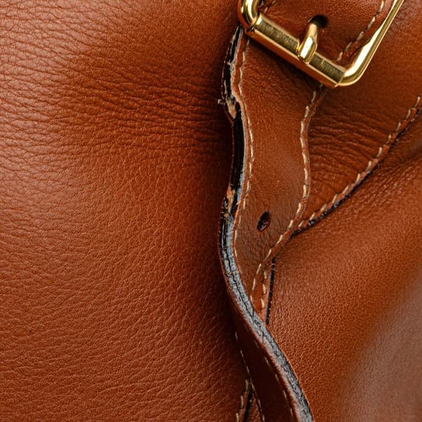 Pre-owned Gucci Medium Calfskin Bamboo Drawstring Backpack Brown